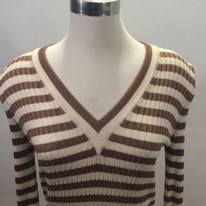 Dolce and Gabbana Gold/Cream V- Neck Sweater